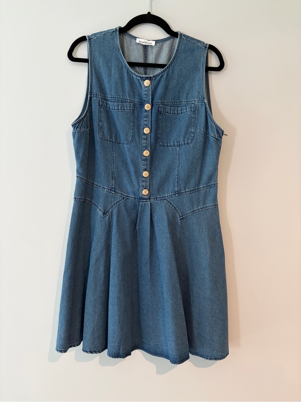 Heartloom Sleeveless Denim Mini Dress - Blue - Picture 2 of 3